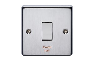 20A 1 Gang Double Pole Control Switch Printed 'Towel Rail'