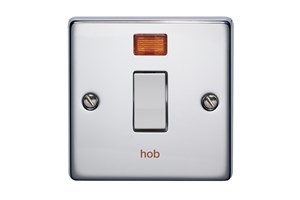 32A 1 Gang Double Pole Control Switch With Neon Printed 'Hob'