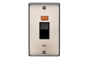 50A 2 Gang Double Pole Control Switch With Neon Printed 'Hob' in Black Text