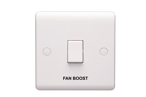 10AX 1 Gang 1 Way Single Pole Plate Switch "Fan Boost"