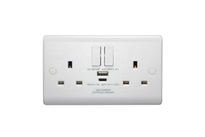 13A 2 Gang Single Pole Switched Socket with Type A and Type C 20W USB