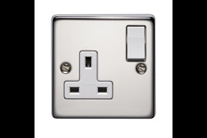 13A 1 Gang Single Pole Switched Socket Polished Stainless Steel Finish