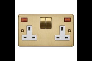 13A 2 Gang Single Pole Switched Socket With Metal Rocker And Neon Bronze Finish