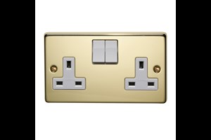13A 2 Gang Double Pole Switched Socket Polished Brass Finish