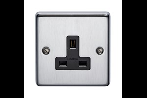 13A 1 Gang Unswitched Socket Satin Chrome Finish