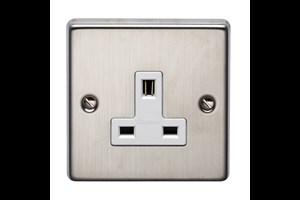 13A 1 Gang Unswitched Socket Stainless Steel Finish