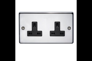 13A 2 Gang Unswitched Socket Highly Polished Chrome Finish