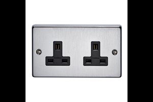 13A 2 Gang Unswitched Socket Satin Chrome Finish