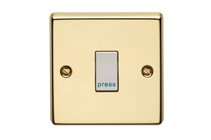 10A 1 Gang Retractive Flush Metal Plate Switch Polished Brass Finish