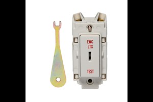 20A Double Pole Grid Key Switch (White) Printed 'Emergency Light Test'