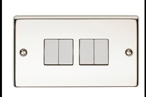 10AX 4 Gang 2 Way Plate Switch Polished Steel Finish