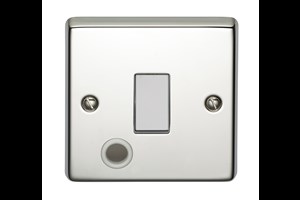 20A 1 Gang Double Pole Control Switch With Flex Outlet Polished Steel Finish