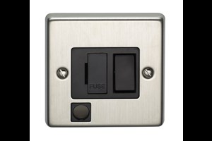 13A Double Pole Switched Fused Connection Unit With Flex Outlet Stainless Steel Finish
