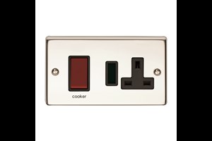 45A Cooker Control Unit With 13A Double Pole Switched Socket Outlet Polished Steel Finish
