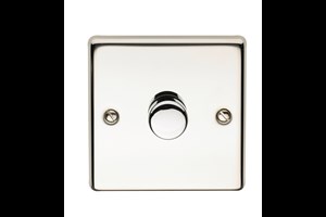 5-100W 1 Gang 2 Way LED Dimmer Plate Switch Polished Steel Finish