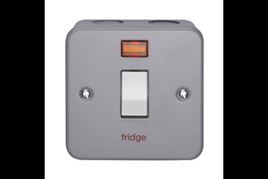 20A 1 Gang Double Pole Metalclad Switch With Neon Printed 'Fridge'