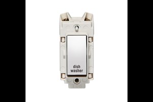 20A Double Pole Grid Switch Rocker White Trim Printed 'Dish Washer' Highly Polished Chrome Finish Rocker
