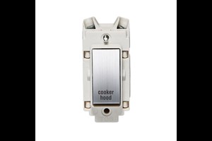 20A Double Pole Grid Switch Rocker White Trim Printed 'Cooker Hood' Satin Chrome Finish Rocker