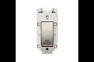 20A Double Pole Grid Switch Rocker White Trim Printed 'Dish Washer' Stainless Steel Finish Rocker