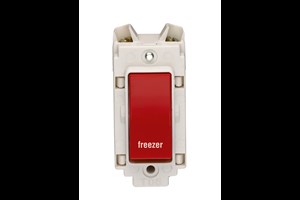 20A Double Pole Grid Switch Red Rocker Printed 'Freezer' in White