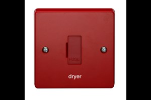 13A Unswitched Fused Connection Unit Red Front Plate Printed 'Dryer'