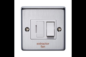 13A Double Pole Switched Fused Connection Unit Front Plate Printed 'Extractor Fan' Satin Chrome Finish