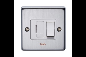 13A Double Pole Switched Fused Connection Unit Front Plate Printed 'Hob' Satin Chrome Finish