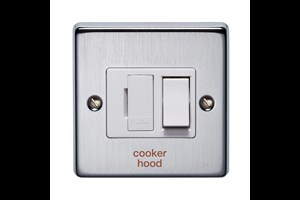 13A Double Pole Switched Fused Connection Unit Front Plate Printed 'Cooker Hood' Satin Chrome Finish