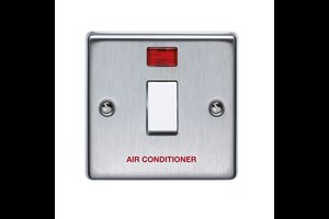 20A 1 Gang Double Pole Control Switch With Neon printed 'Air Conditioner' Stainless Steel Finish