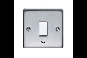 20A 1 Gang Double Pole Switch Printed 'Fan' in Black Stainless Steel Finish