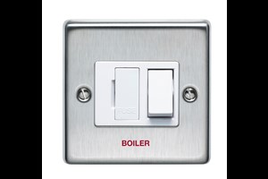 13A Double Pole Switched Fused Connection Unit Printed 'Boiler' Stainless Steel Finish