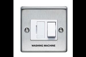 13A Double Pole Switched Fused Connection Unit Printed 'Washing Machine' in Black Stainless Steel Finish
