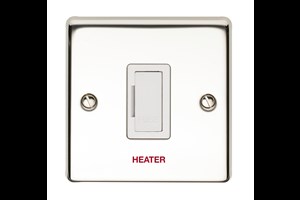 13A Double Pole Switched Fused Connection Unit With Neon Printed 'Heater' Polished Steel Finish