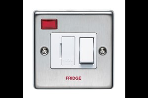 13A Double Pole Switched Fused Connection Unit With Neon Printed 'Fridge' Stainless Steel Finish