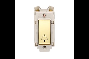 10A Retractive Switch Printed 'Bell Symbol' Polished Brass Finish Rocker