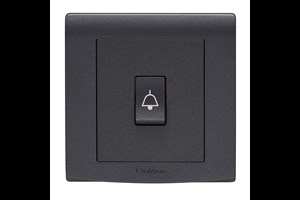 10A 1 Gang 1 Way Retractive Switch Printed 'Bell Symbol' Black Finish